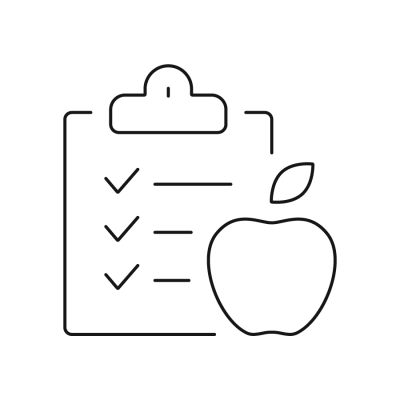 Food Grade Icon - Apple and Clipboard