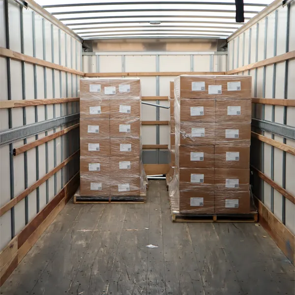 Wrapped, Palletized Freight in the Interior of a Freight Container