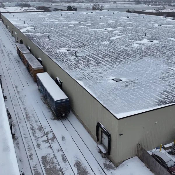 Aerial Drone Photo of Axis Warehouse and Logistics Facility's Railcar Dock in Bensenville