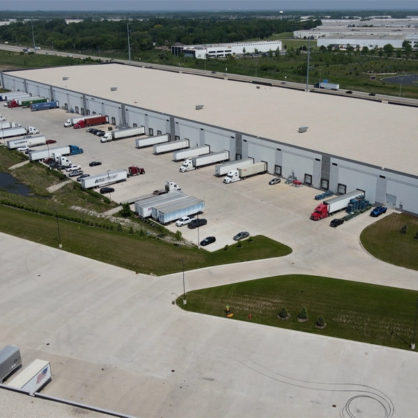 Aerial Drone Photo of Axis Warehouse and Logistics Facility in Elgin