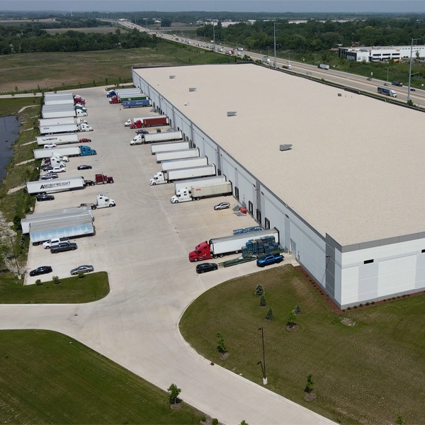 Aerial Drone Photo of Axis Warehouse and Logistics Facility in Elgin