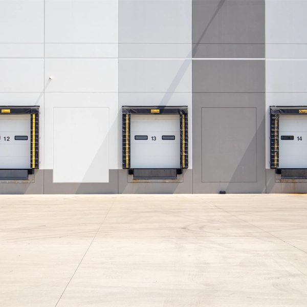 Exterior View of Warehouse Dock Doors